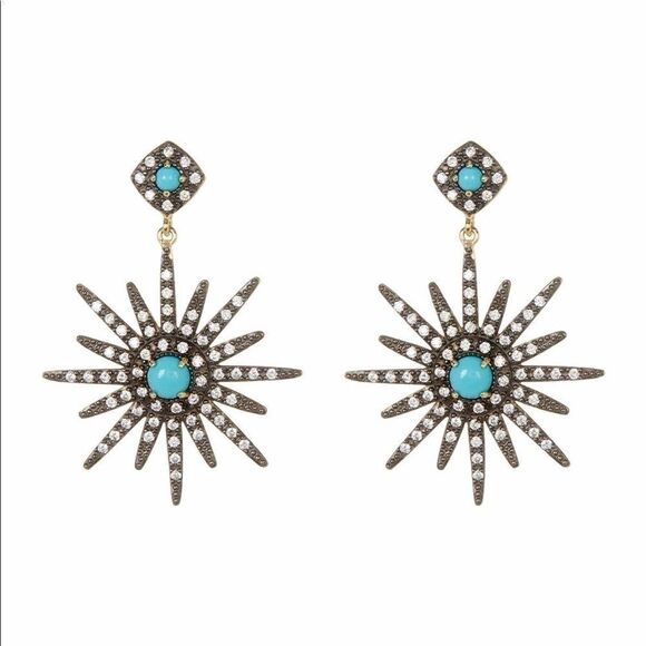 New ADORNIA 14K Gold Vermeil Starburst Earrings
